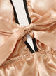 Lace Trim Satin Romper Bodysuit