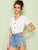 V-neck Button Front Tee