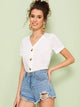V-neck Button Front Tee