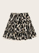 Leopard Print Frill Trim Flippy Hem Skirt