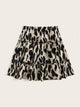 Leopard Print Frill Trim Flippy Hem Skirt