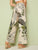 Tropical Print Self Tie Wide Leg Pants