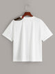 Asymmetric Neck Tie Front Tee