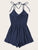 Tie Front Shirred Layer Ruffle Hem Cami Playsuit