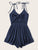 Tie Front Shirred Layer Ruffle Hem Cami Playsuit