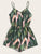 Elastic Waist Slip Tropical Print Romper