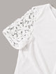 Buttoned Front Knot Hem Guipure Lace Top