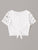 Buttoned Front Knot Hem Guipure Lace Top
