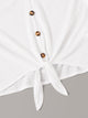 Buttoned Front Knot Hem Guipure Lace Top
