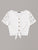 Buttoned Front Knot Hem Guipure Lace Top