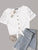 Buttoned Front Knot Hem Guipure Lace Top