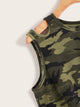 Camo Print Knoted Front Tank Top