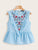 Ruffle Trim Embroidery Print Peplum Top