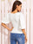 Square Neck Button Front Lantern Sleeve Top