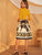 Scarf Print Surplice Neck Combo Dress