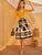 Scarf Print Surplice Neck Combo Dress