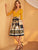 Scarf Print Surplice Neck Combo Dress