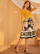 Scarf Print Surplice Neck Combo Dress