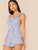 Ruffle Trim Knot Backless Striped Romper