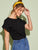 Lace Trim Flounce Sleeve Solid Tee