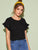Lace Trim Flounce Sleeve Solid Tee