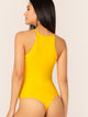 Neon Yellow Form Fitted Halter Bodysuit