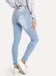 Ripped Raw Hem Faded Wash Jeans