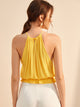 Lace Panel Ruffle Hem Halter Top