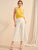 Lace Panel Ruffle Hem Halter Top