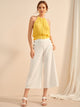 Lace Panel Ruffle Hem Halter Top