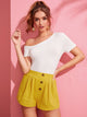 Solid Asymmetrical Neck Form Fitted Top