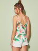 Double V-Neck Tropical Print Cami Top
