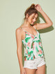 Double V-Neck Tropical Print Cami Top