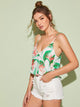 Double V-Neck Tropical Print Cami Top