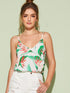 Double V-Neck Tropical Print Cami Top