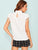 Frilled Neck Dobby Dot Mesh Sleeve Top