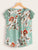 Contrast Lace Cuff Floral Print Blouse