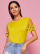 Contrast Lace Sleeve Tee