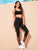 Notch Wide Waistband Star Mesh Hem Leggings