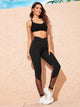 Notch Wide Waistband Star Mesh Hem Leggings