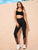 Notch Wide Waistband Star Mesh Hem Leggings