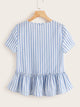 Frill Trim Striped Smock Blouse