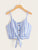Striped Button Front Knot Hem Cami Top