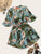 Fluted Sleeve Floral Print Surplice Romper With Belt