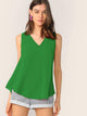 Solid High Low Hem V Neck Top