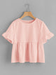 Ruffle Cuff Solid Smock Top