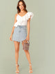 Exaggerated Ruffle Asymmetrical Neck Bodysuit