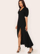 Slit Fishtail Solid Maxi Dress