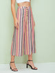 Wide Band Waist Button Detail Striped Palazzo Pants