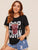 Letter Print Sequin Popcorn T-shirt